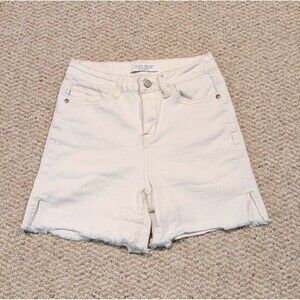 Judy Blue White Denim Shorts Womens S Raw Hem Stretch Casual Beach